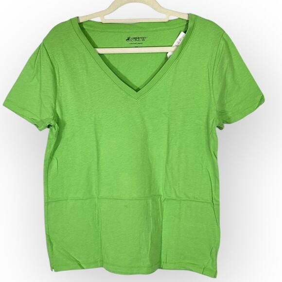 J.Crew T-Shirt Women's XS Green Vintage Jersey Classic V-Neck Short Sleeve NWT - Picture 1 of 9